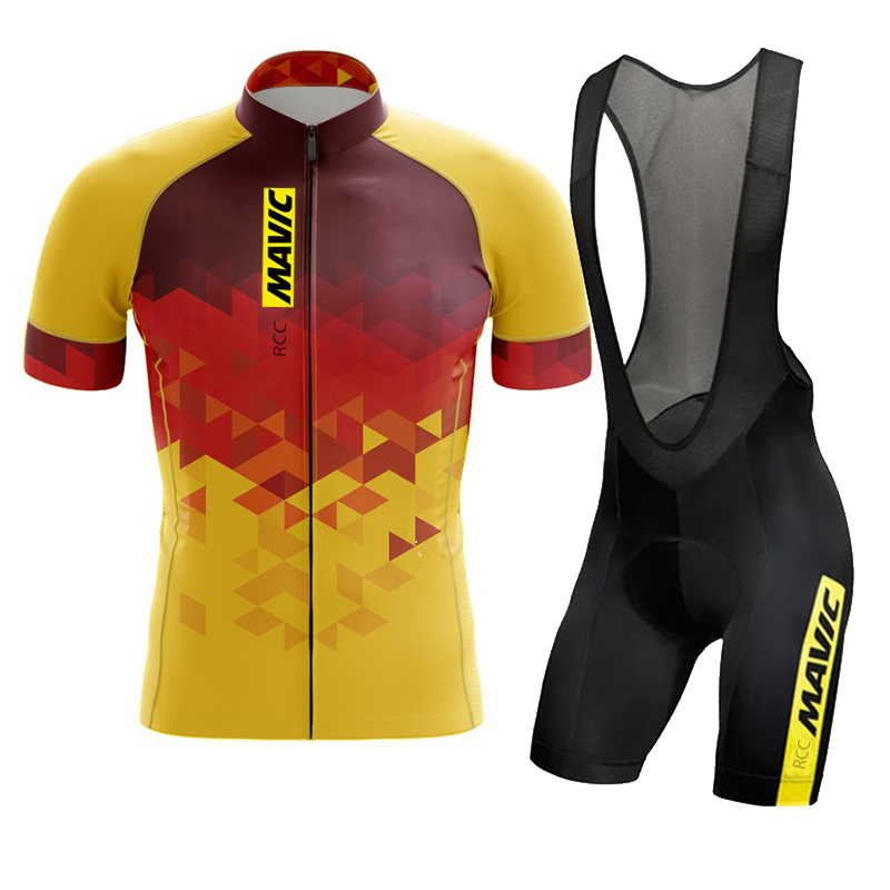 Cycling Gear Jersey - Mavic-トライアスロン用の男性用サイクリングセット,半袖衣類,よだれかけとショーツ,夏,2024