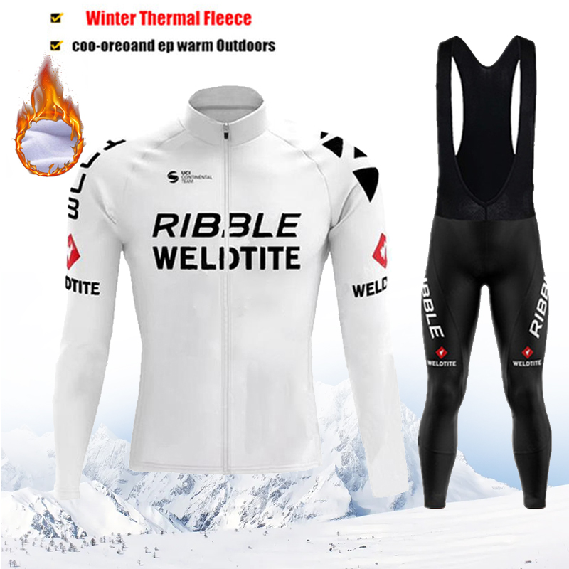 Cycling Gear Brands - 冬用サーマルフリースサイクリングジャージ メンズMTBウェア 2026 ホワイトユニフォーム 自転車ウェア トリクータビブジャージセット