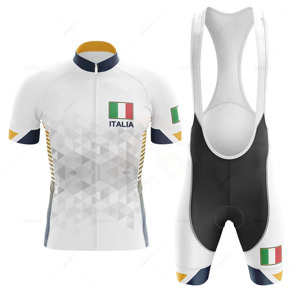 Cycling Bib Shorts - 新しいイタリア男性夏サイクリング服通気性服キット半袖ビブショーツ MTB Ropa Ciclismo マイヨ着用自転車スーツ