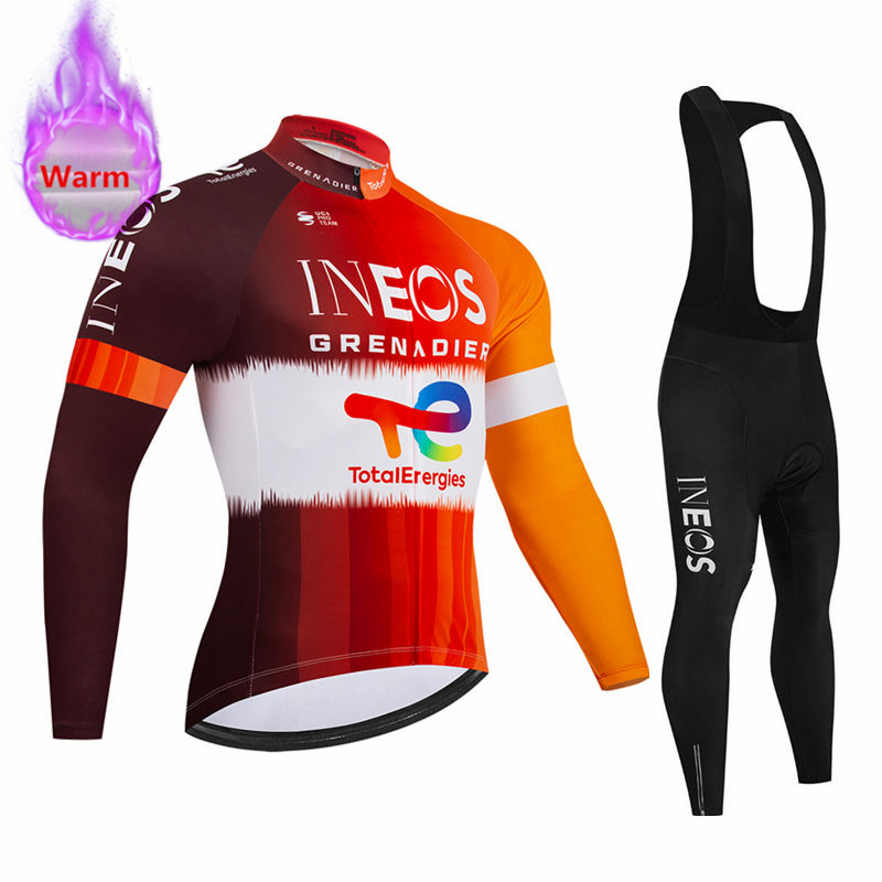 Cycling Gear Brands - Ineos チーム冬用長袖サーマルフリースサイクリングジャージセットビブパンツ Ropa Ciclismo 自転車服 MTB